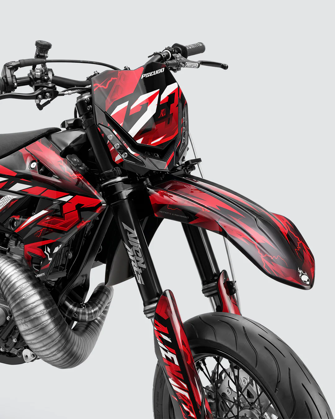 KINETIC - Kit Déco Supermotard Semi-Personnalisable - Rouge - Image 2