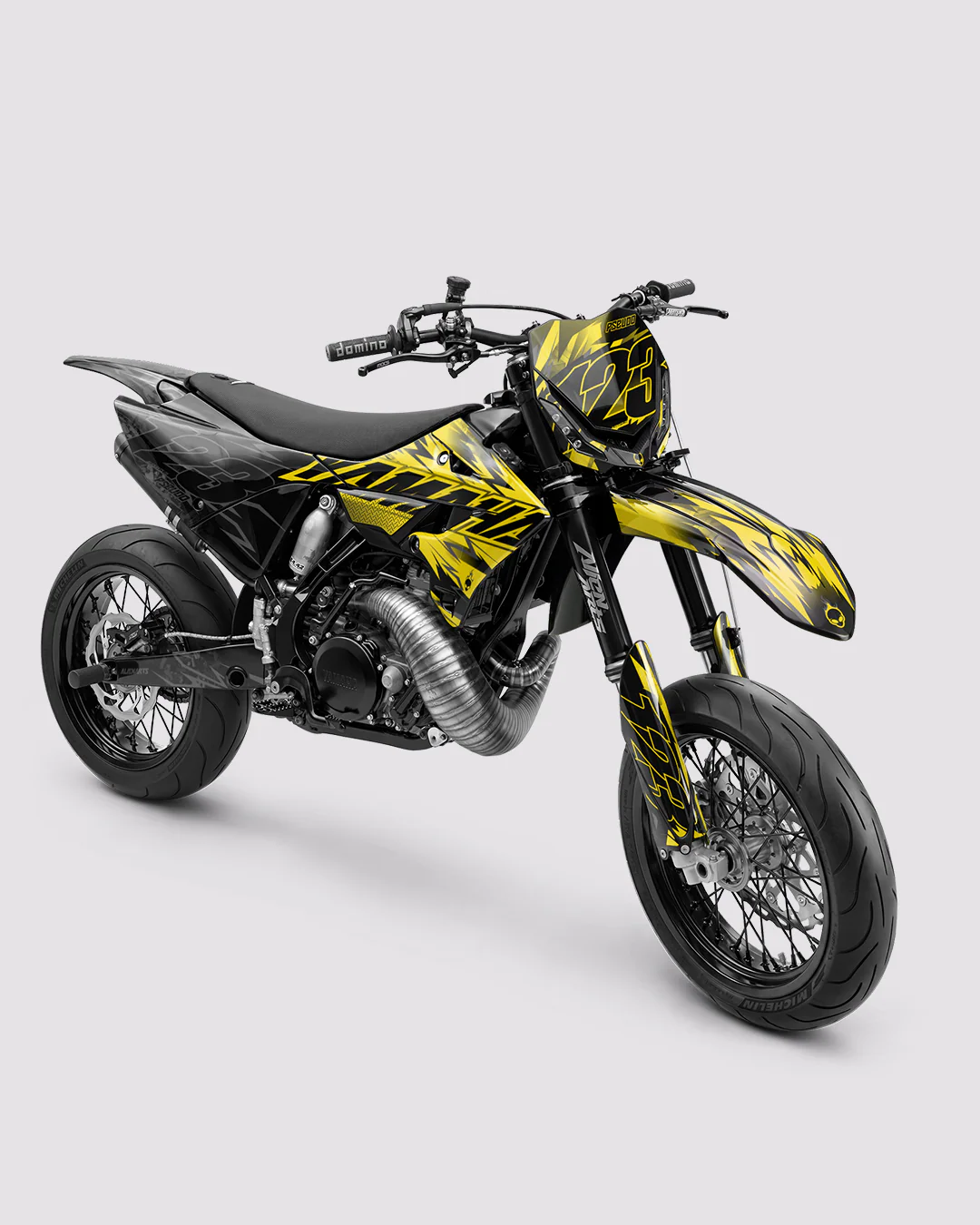 PULSAR - Kit Déco Supermotard Semi-Personnalisable - Jaune