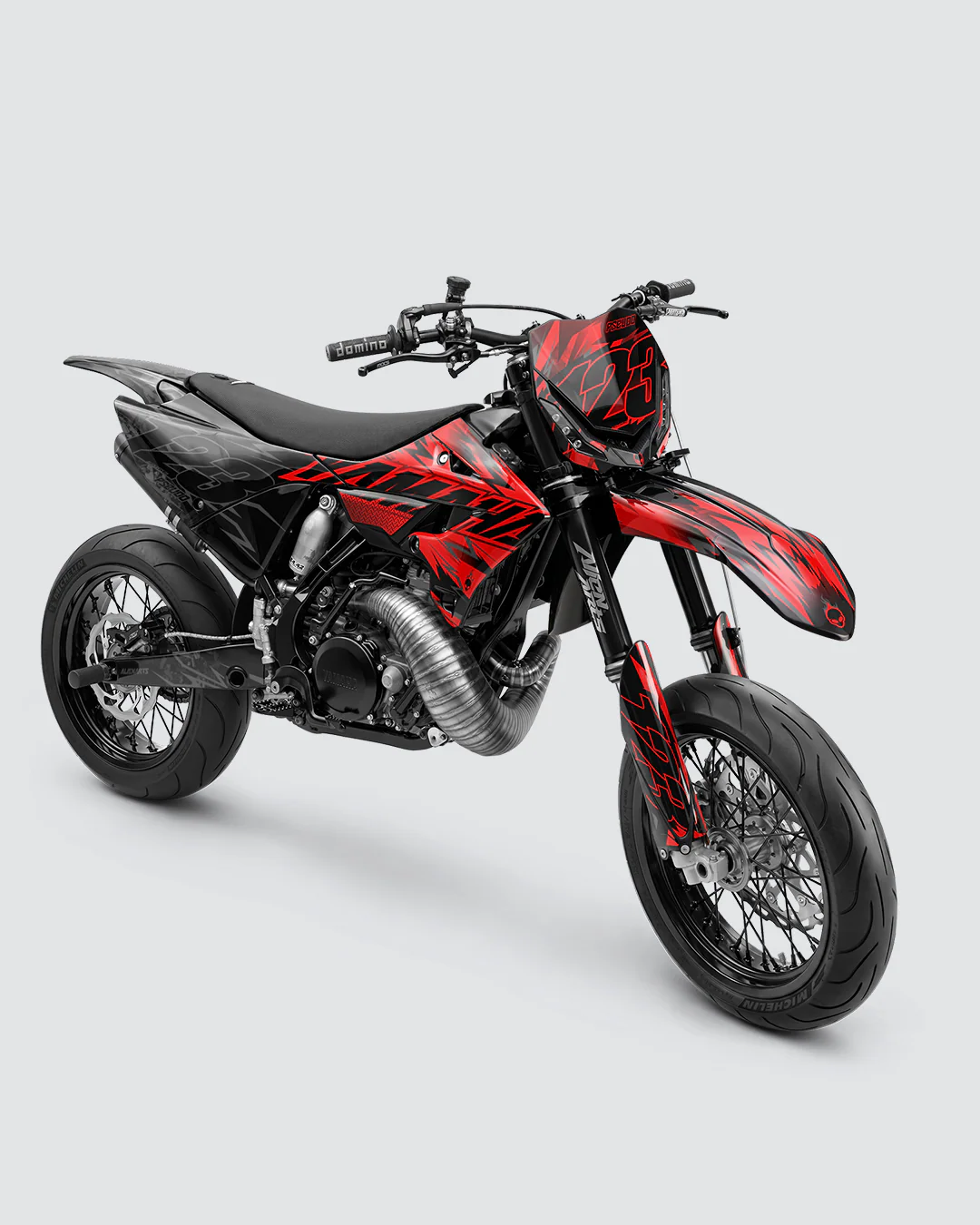 PULSAR - Kit Déco Supermotard Semi-Personnalisable - Rouge