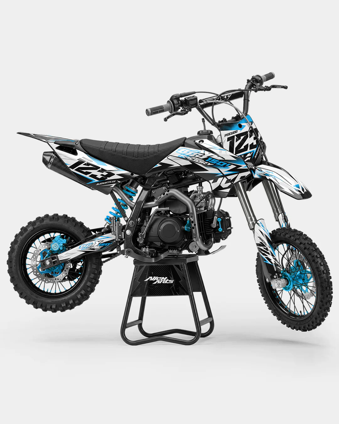 RAMPAGE - Kit Déco Dirt Bike Semi-Personnalisable - Bleu
