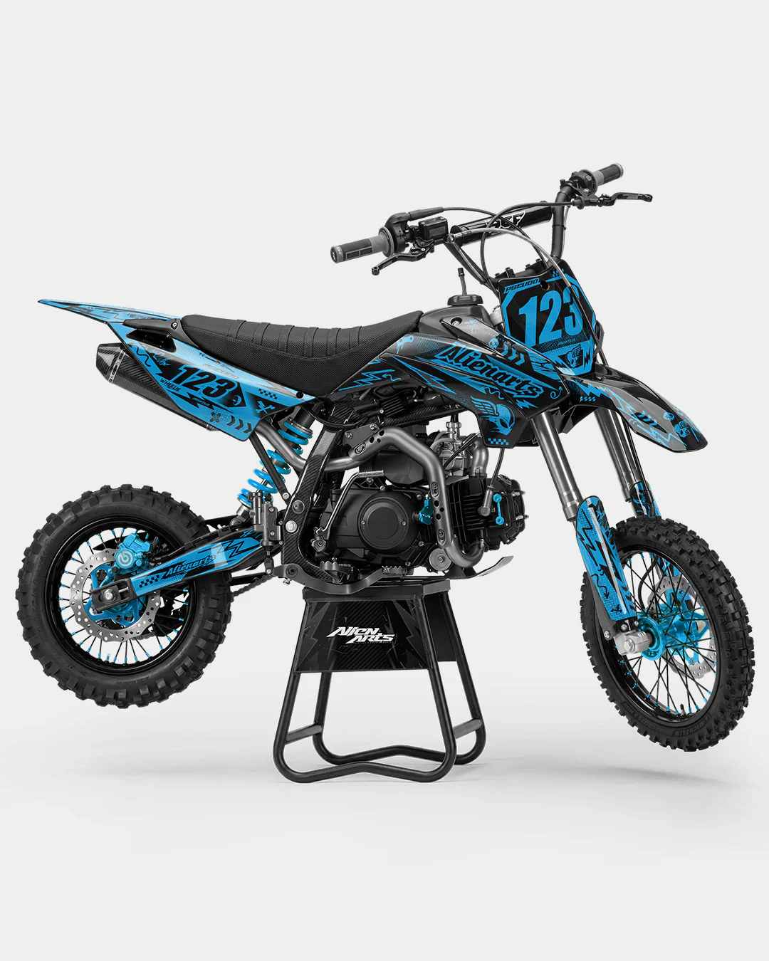 SKIDZO - Kit Déco Dirt Bike Semi-Personnalisable - Bleu