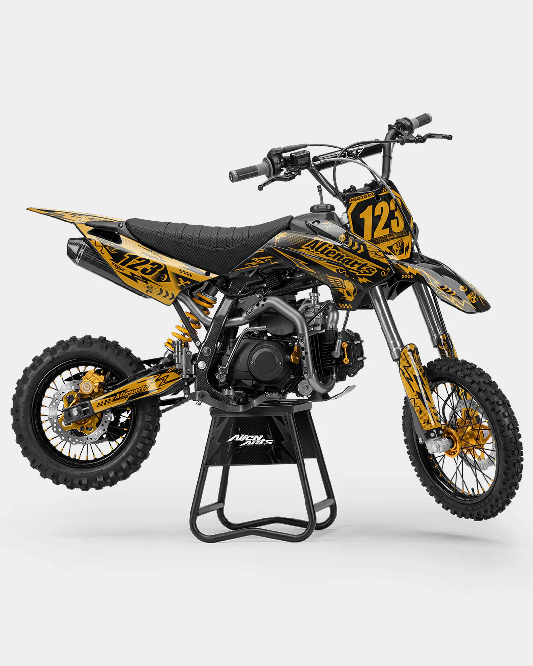 SKIDZO - Kit Déco Dirt Bike Semi-Personnalisable - Jaune foncé