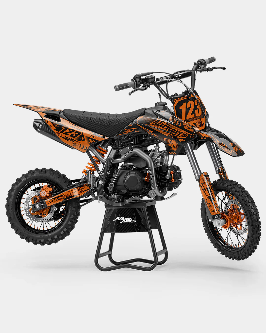 SKIDZO - Kit Déco Dirt Bike Semi-Personnalisable - Orange
