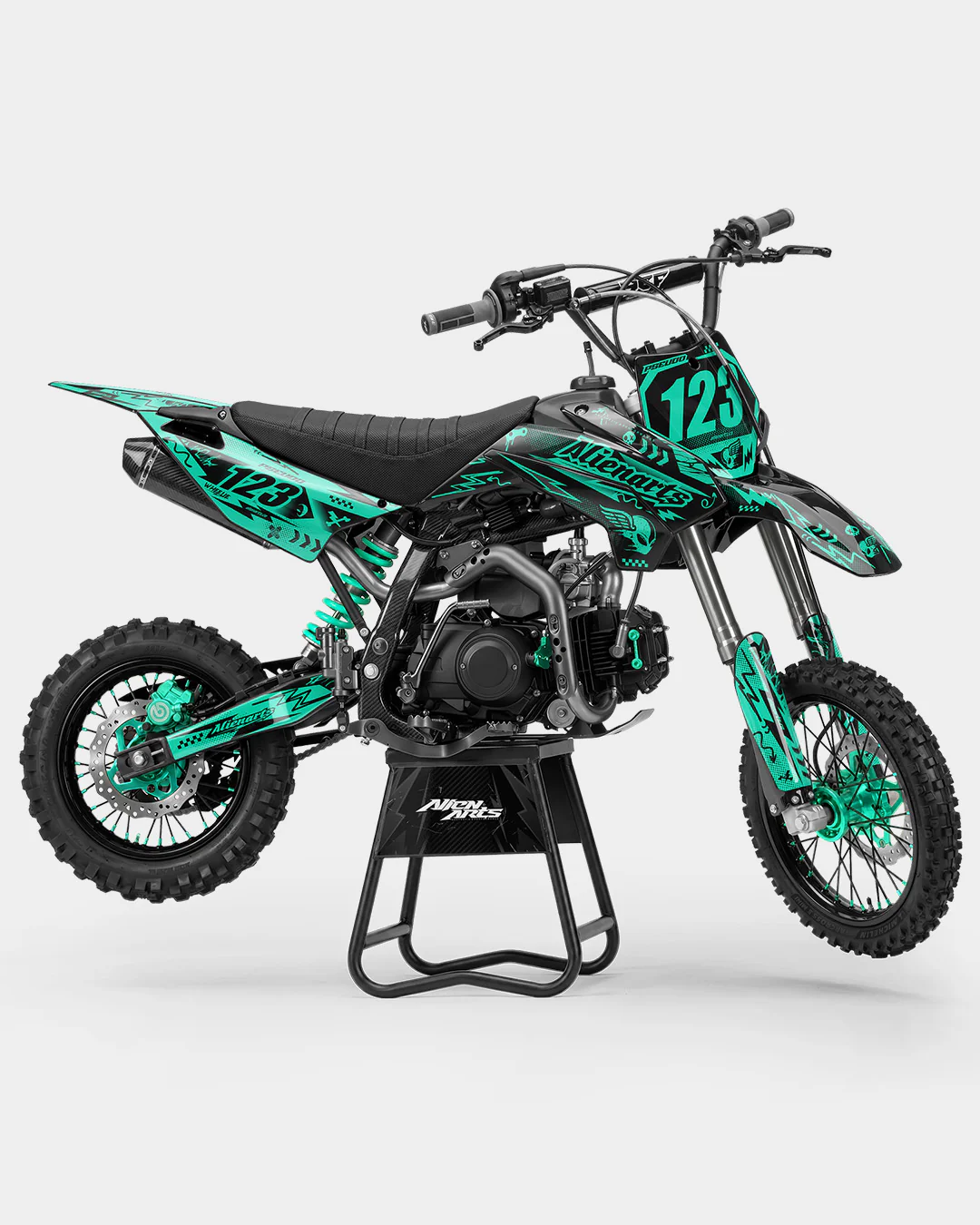 SKIDZO - Kit Déco Dirt Bike Semi-Personnalisable - Turquoise