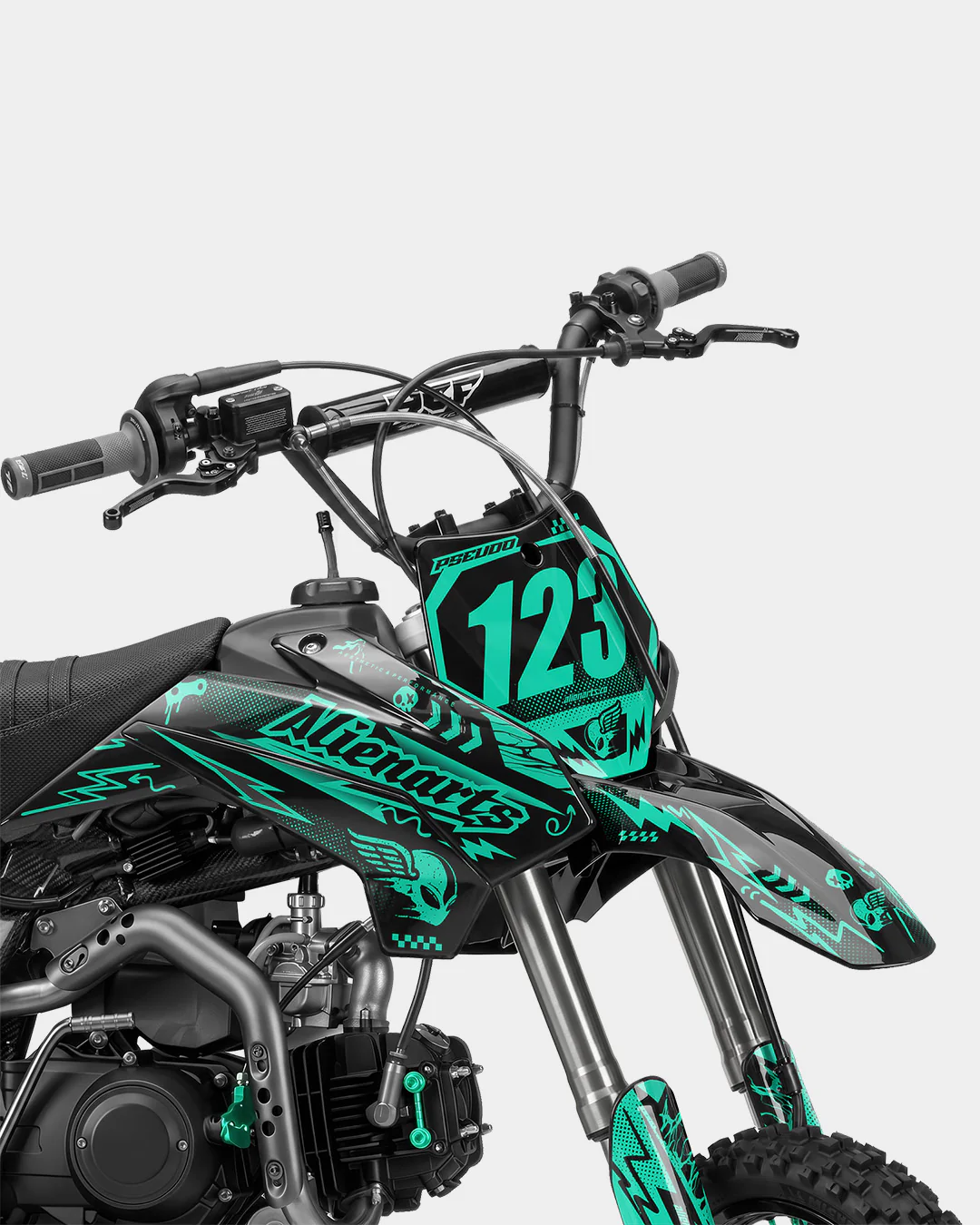 SKIDZO - Kit Déco Dirt Bike Semi-Personnalisable - Turquoise - Image 2