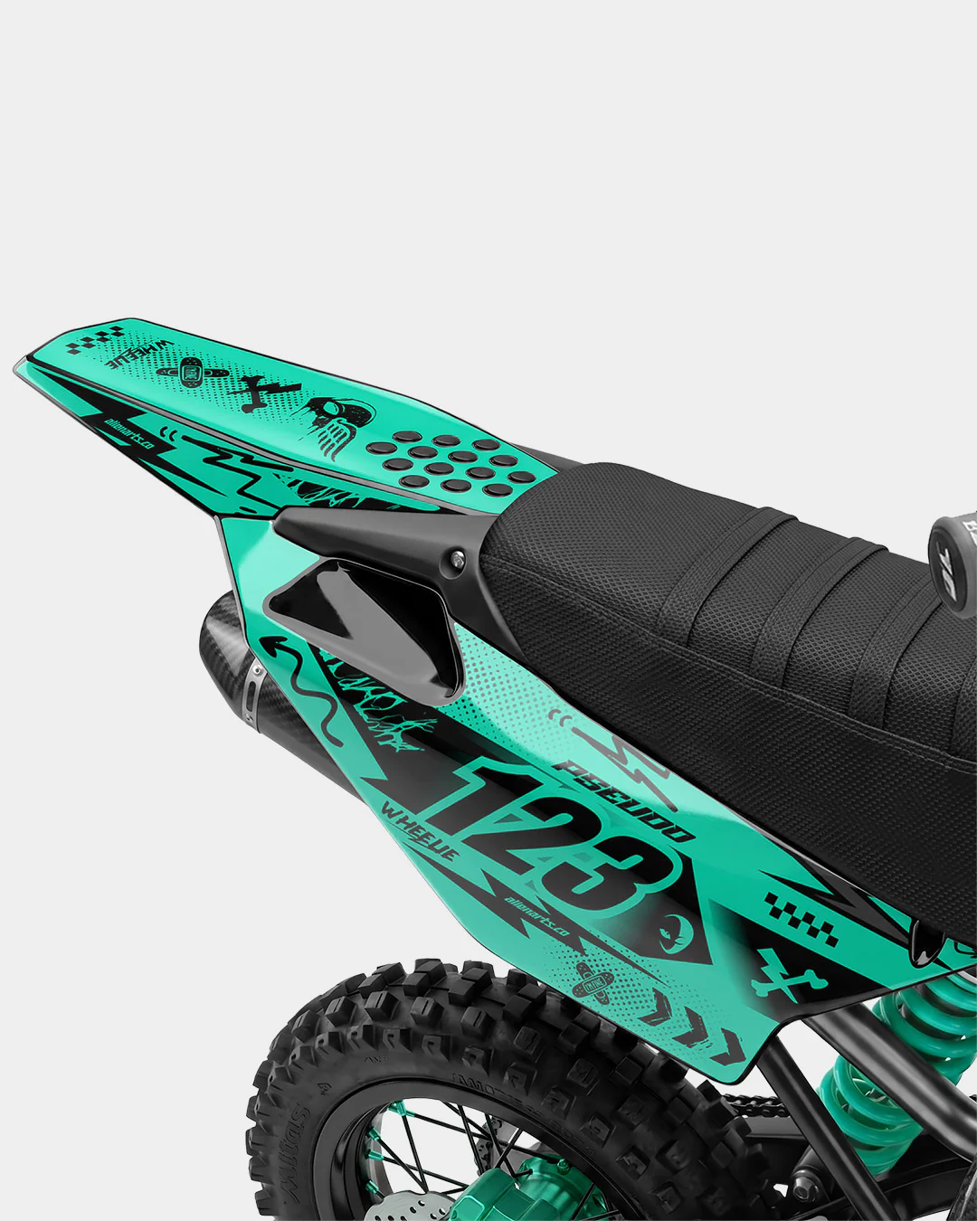 SKIDZO - Kit Déco Dirt Bike Semi-Personnalisable - Turquoise - Image 3