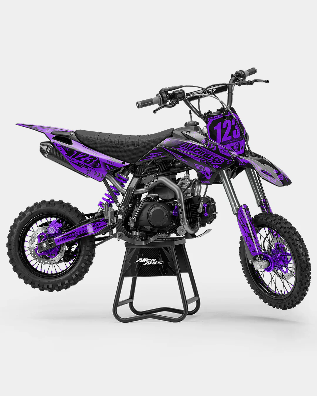 SKIDZO - Kit Déco Dirt Bike Semi-Personnalisable - Violet